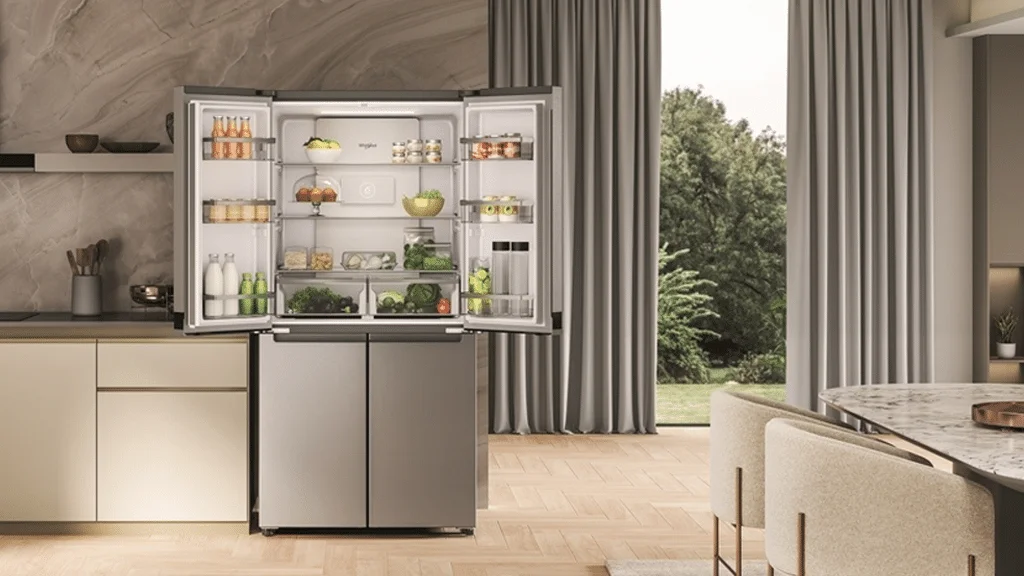 Whirlpool freestanding fridge freezer with open French doors